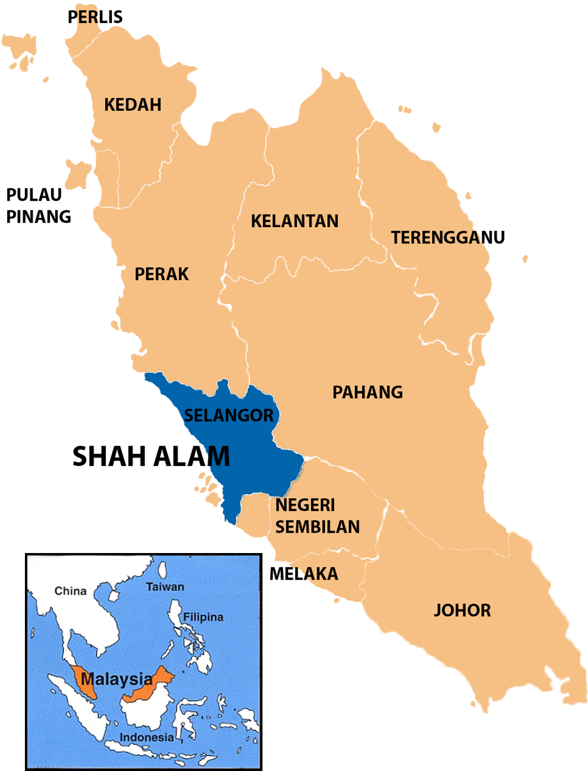 Peta Kedudukan Shah Alam - Shah Alam Malaysia Map (1171x1566), Png Download