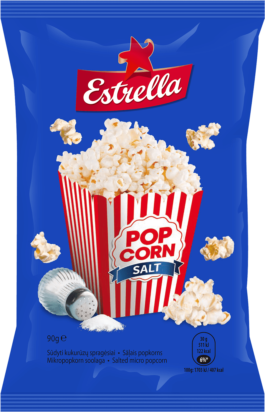 Estrella Salted Popcorn - Estrella Popcorn (1161x1703), Png Download