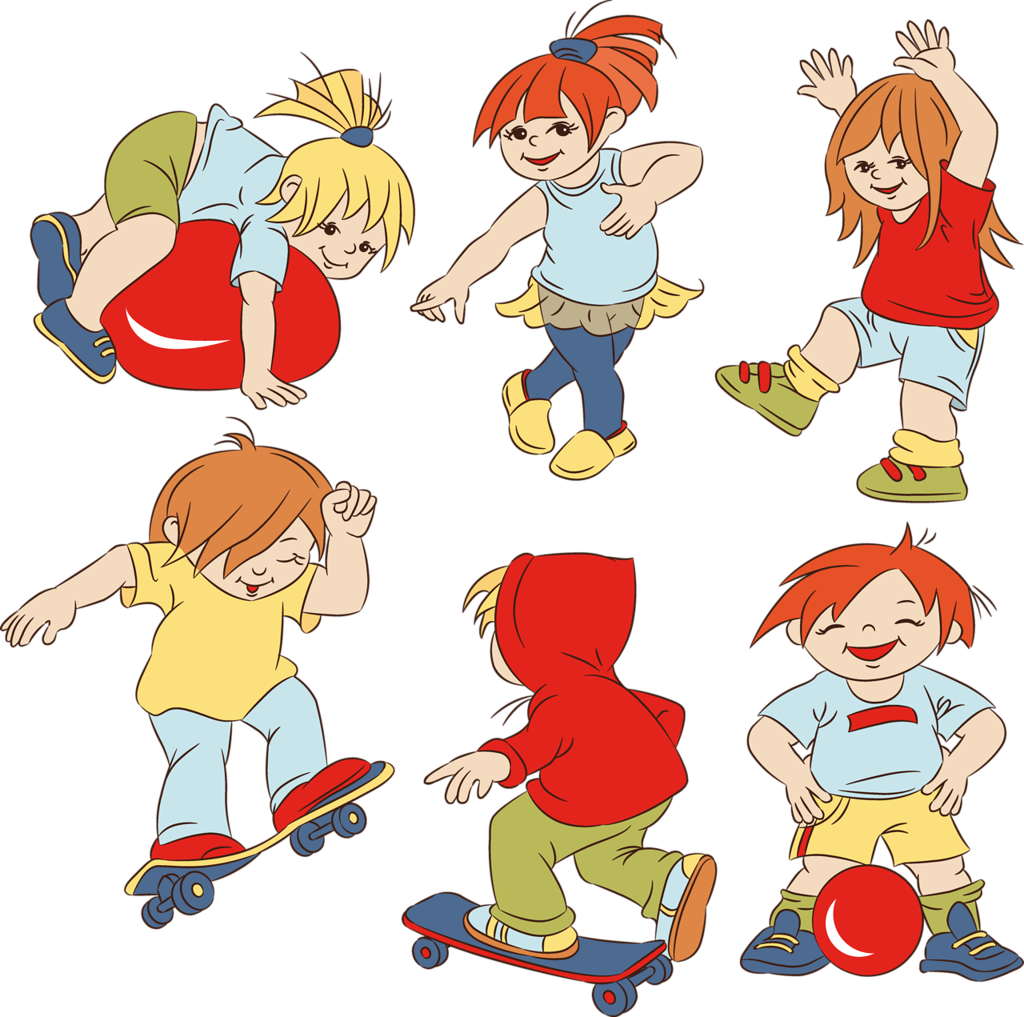 Bc7cfb4a3e81 Niños Saltando, Niños Jugando, Vectores - 6 Children Cartoon (1024x1017), Png Download