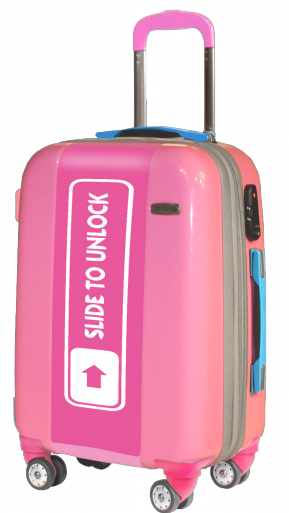 Pink Suitcase Slide To Unlock - Measure Suitcase Dimensions (584x532), Png Download