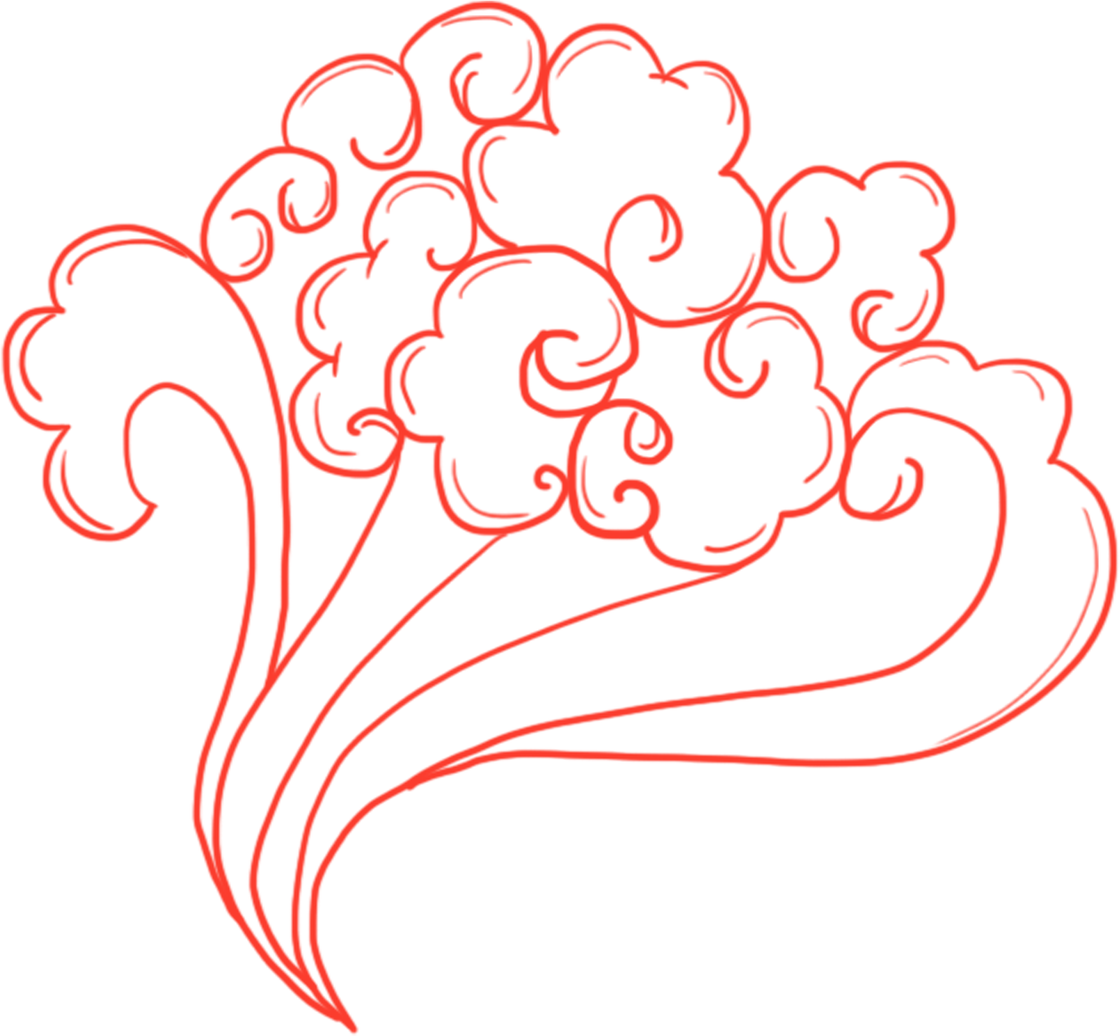 Pintado A Mano Nubes Auspiciosas Festivas Líneas Png - Illustration (2000x2000), Png Download