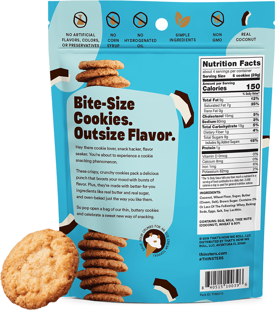 Cookie Thins - Peanut Butter Cookie (1016x1200), Png Download