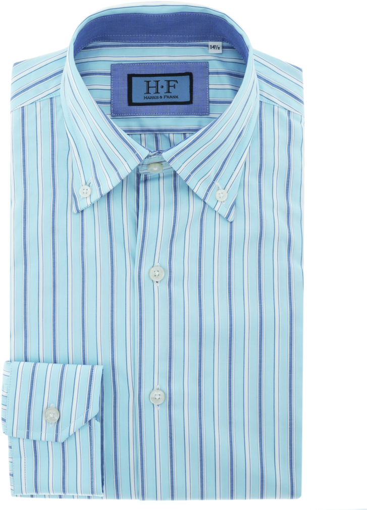 Camisa Azul Turquesa De Rayas Button Down ,harris And - Button (812x1024), Png Download