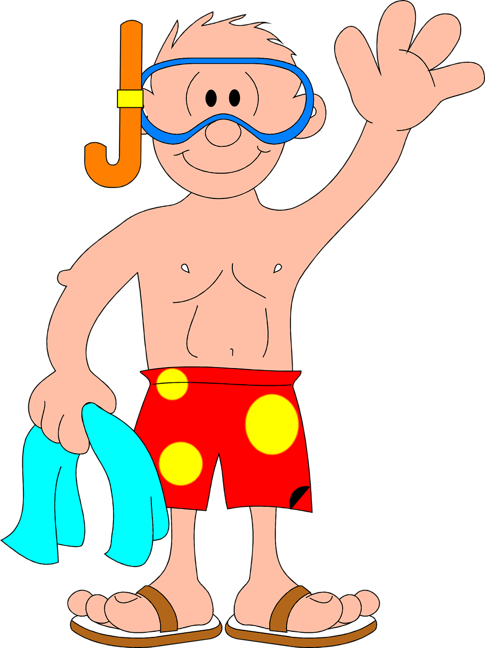 Swimming Clipart Snorkeler - Man In A Snorkel (958x1280), Png Download