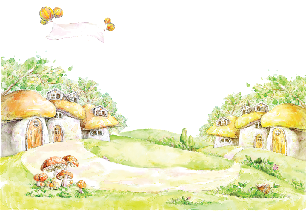 Painted Fairytale Mushroom Castle Grassland Elements - 手绘 背景 (1024x768), Png Download