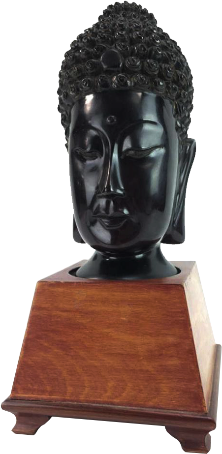 Carved Cherry Amber Buddha Head & Stand - Bronze Sculpture (1000x1000), Png Download