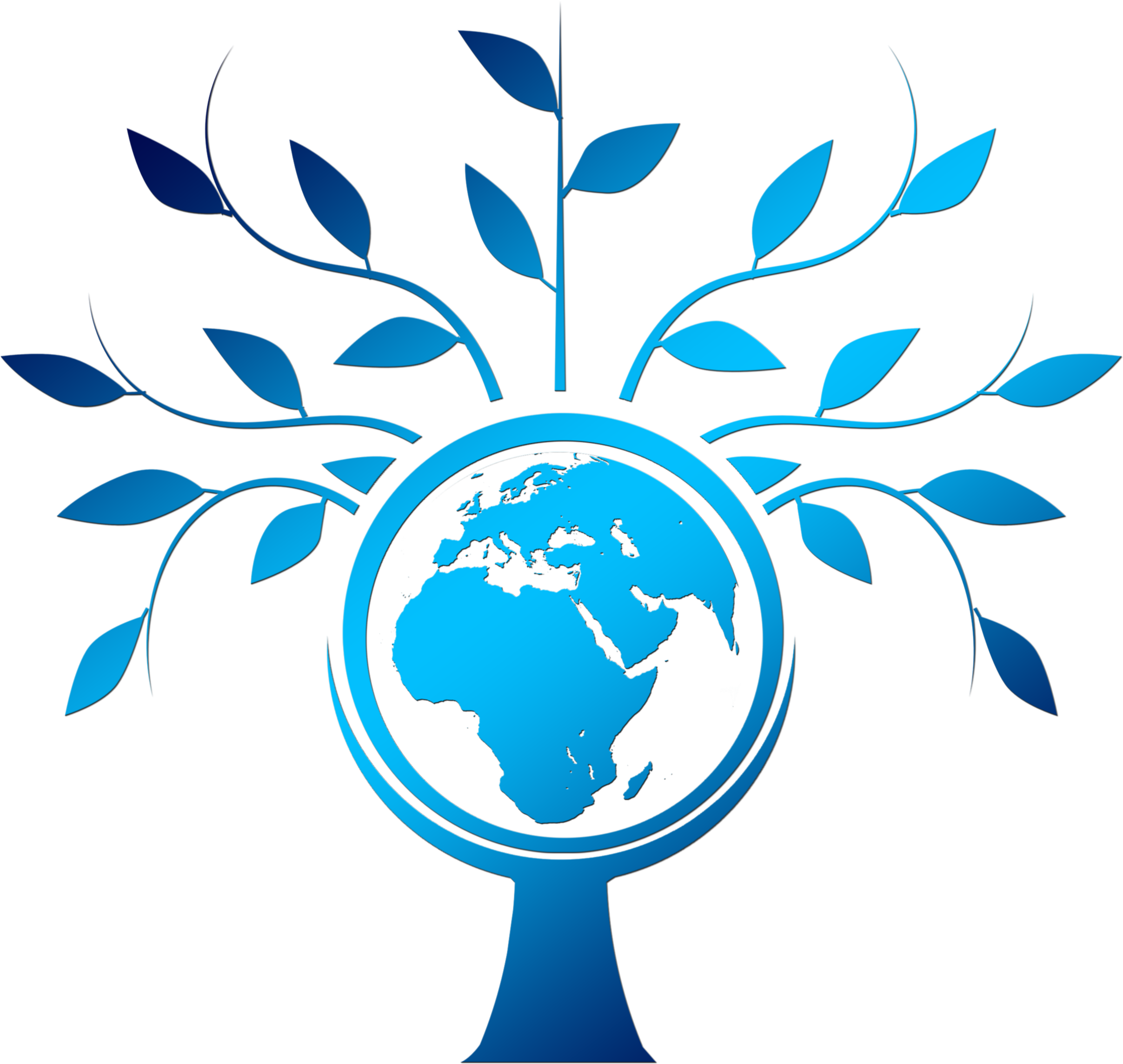Blue Silhouette Of The Tree Within Which The Globe - World Map (2500x2500), Png Download