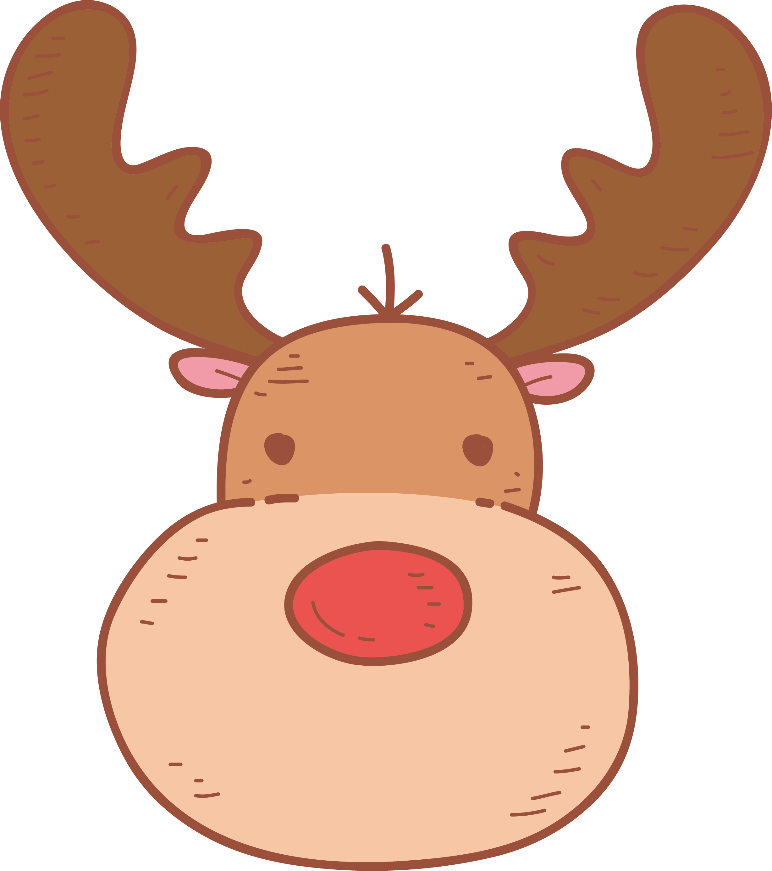 Clip Art Head Neck Vertebrate Graphics Deer - Cute Christmas Cartoon Figure (2456x2770), Png Download