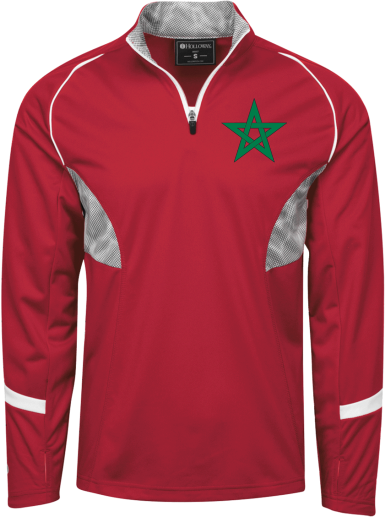 Moorish Flag 1/4 Zip Polyester Pullover With Camo Inserts - Mens Red Polo Hoodie (1024x1024), Png Download