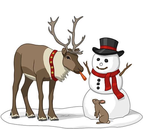 Click And Drag To Re-position The Image, If Desired - Snowman And Reindeer Paintings (600x600), Png Download