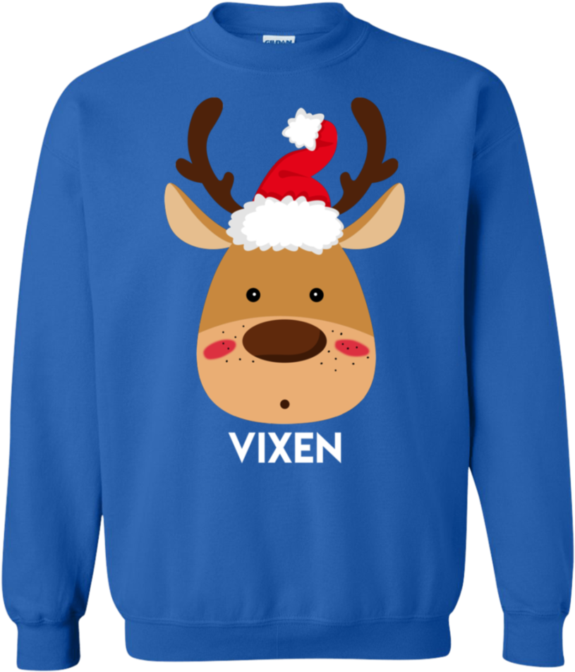 Santa Reindeer Vixen Matching Christmas Sweatshirt - Christmas Ugly Sweater E36 (960x960), Png Download