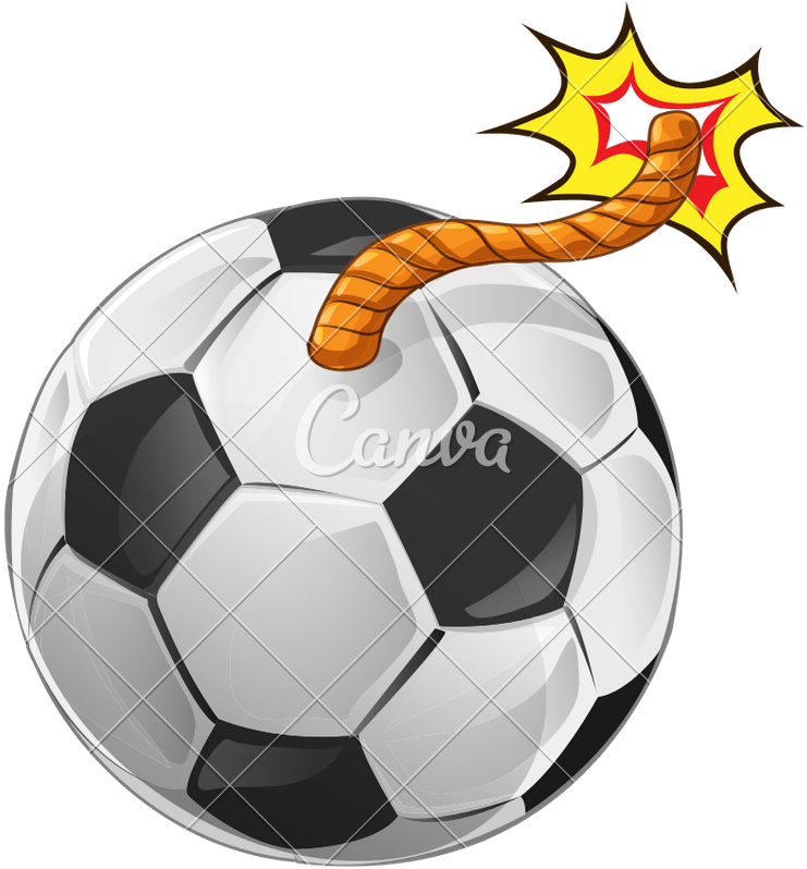 Abstract Football Bomb Shape Vector Icon Illustration - Soccer Ball Bombs Cartoon (754x800), Png Download