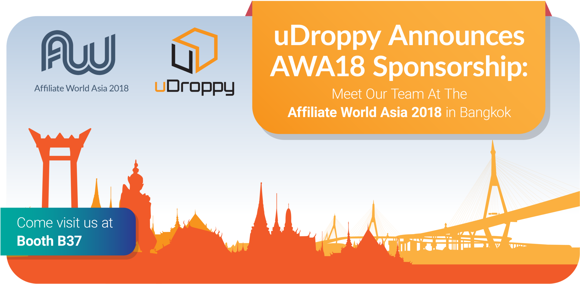 Udroppy Announced As Awa 2018 Gold Sponsor - Graphic Design (2000x1000), Png Download