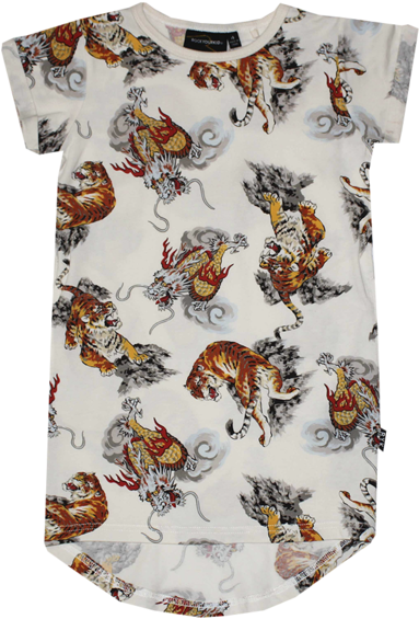Tigers & Dragons T-shirt Dress - Tiger (630x630), Png Download