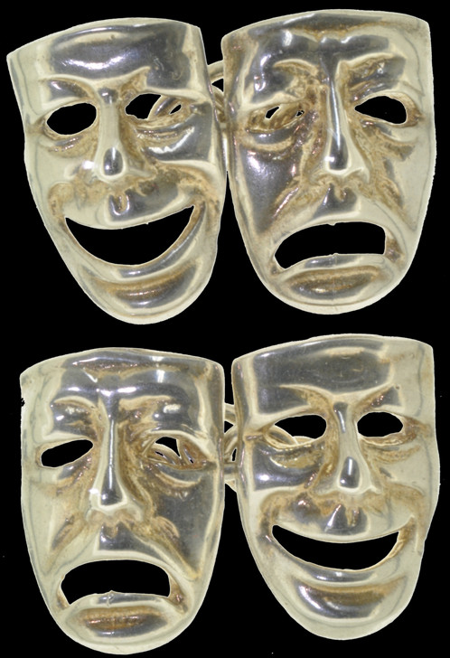 Silver Theater Mask Cufflinks - Mask (498x728), Png Download