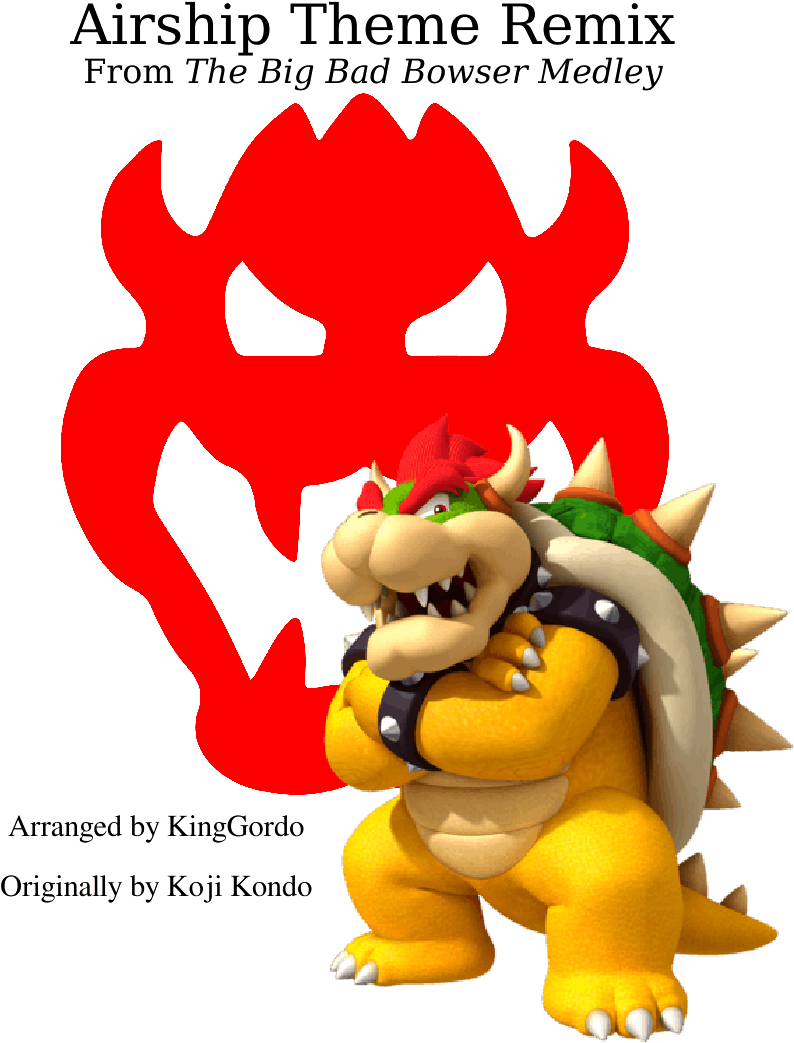 Airship Theme Remix - Bowser De Mario Bros (850x1100), Png Download