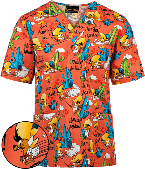 Ck701ltz - Speedy Gonzales Scrub Top (600x720), Png Download