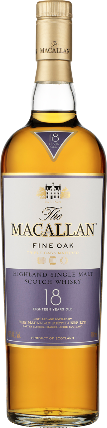 The Macallan Fine Oak 18 Years Old - Macallan 15 Year Old Fine Oak (343x1370), Png Download