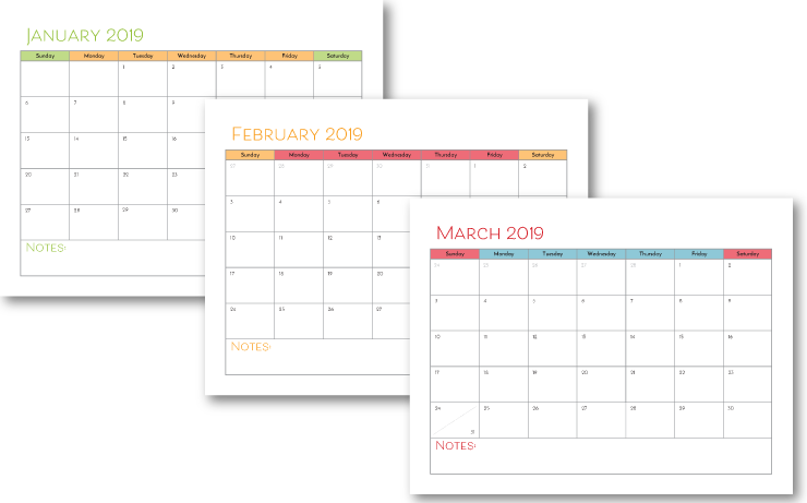 2019 Blank Calendar Pages - Number (740x461), Png Download