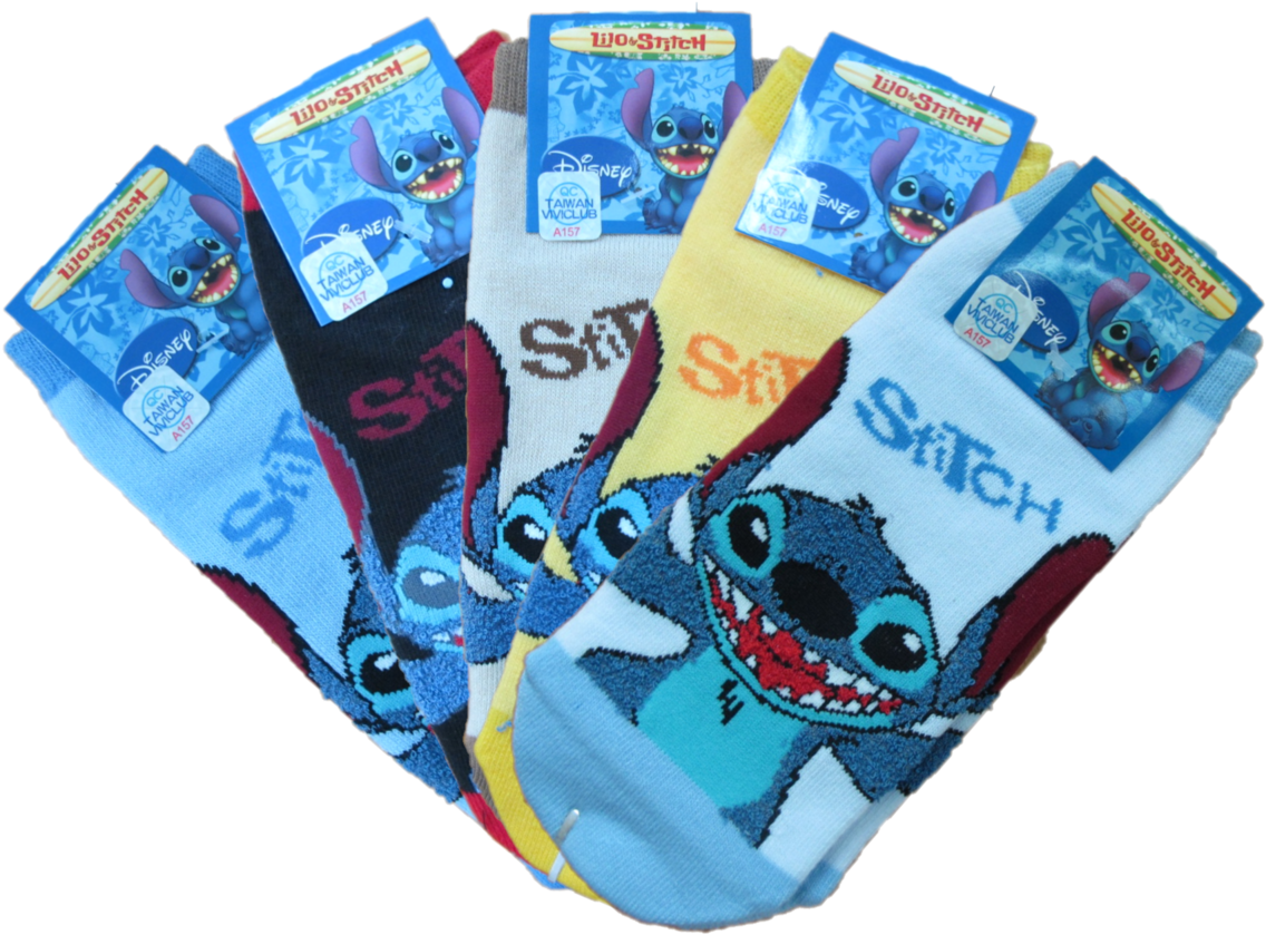 12 Pairs,stitch Cartoon Cotton Socks, Size - Briefs (1200x941), Png Download