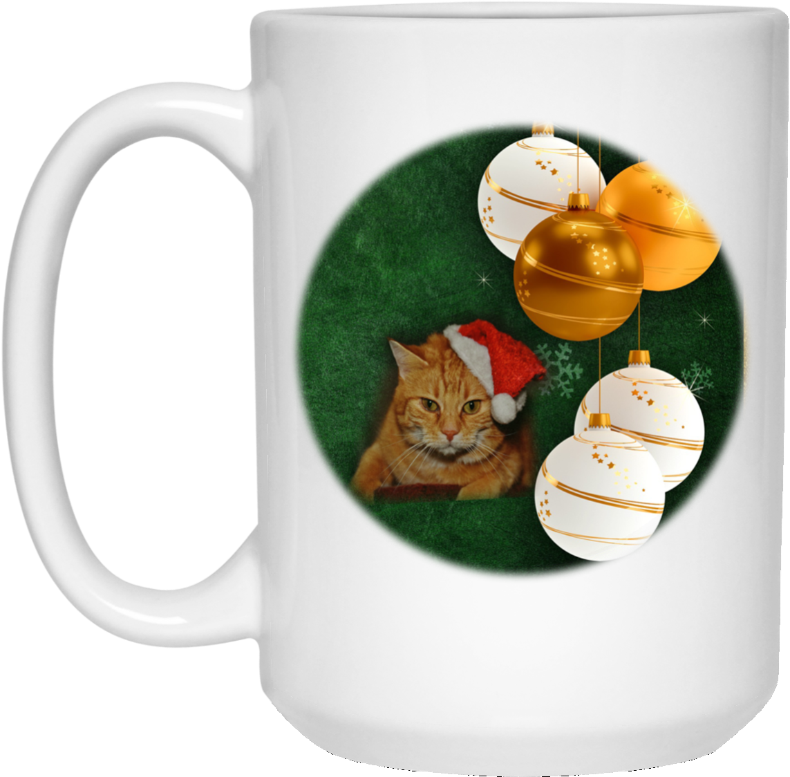 Orange Tabby Cat In Hat Christmas Coffee Mug - Mug (1155x1155), Png Download