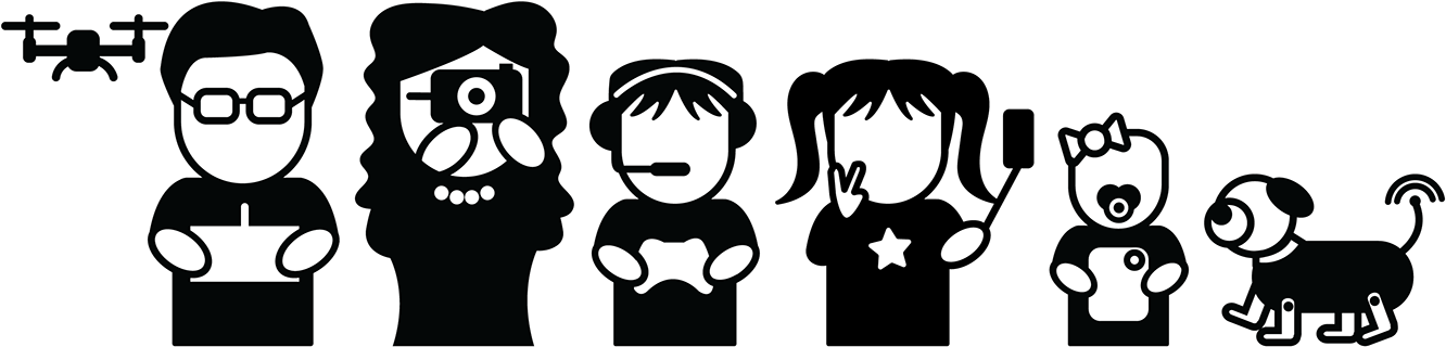 Male Adult With Drone, Female Adult With Camera, Pre - Cartoon (1400x1089), Png Download