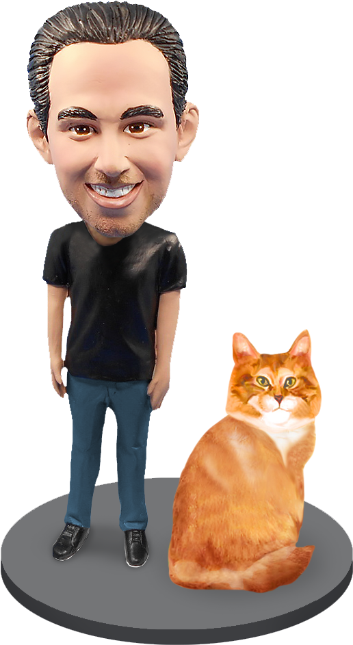Custom Male With Custom Pet Cat Bobblehead - Great Dane Bobble Head (1000x1000), Png Download
