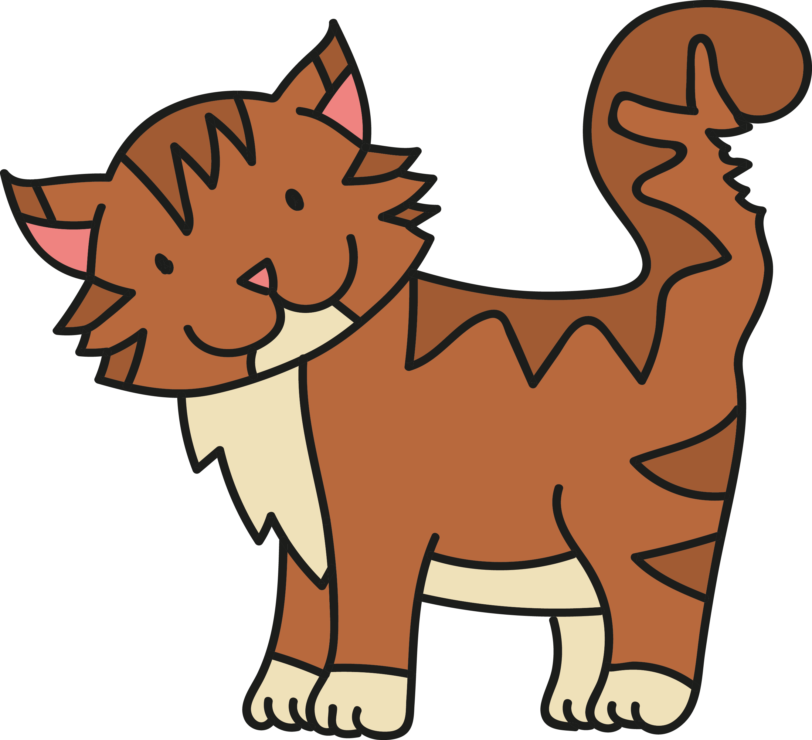 American Bobtail Kitten Whiskers Tabby Wildcat Creative - Animales Con Pelo Dibujo (2675x2438), Png Download