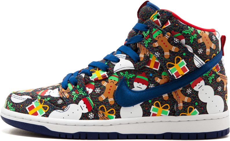 Nike Sb Dunk High Trd Qs Fashion Sneakers - Nike Ugly Sweater Shoes 2018 (1000x600), Png Download