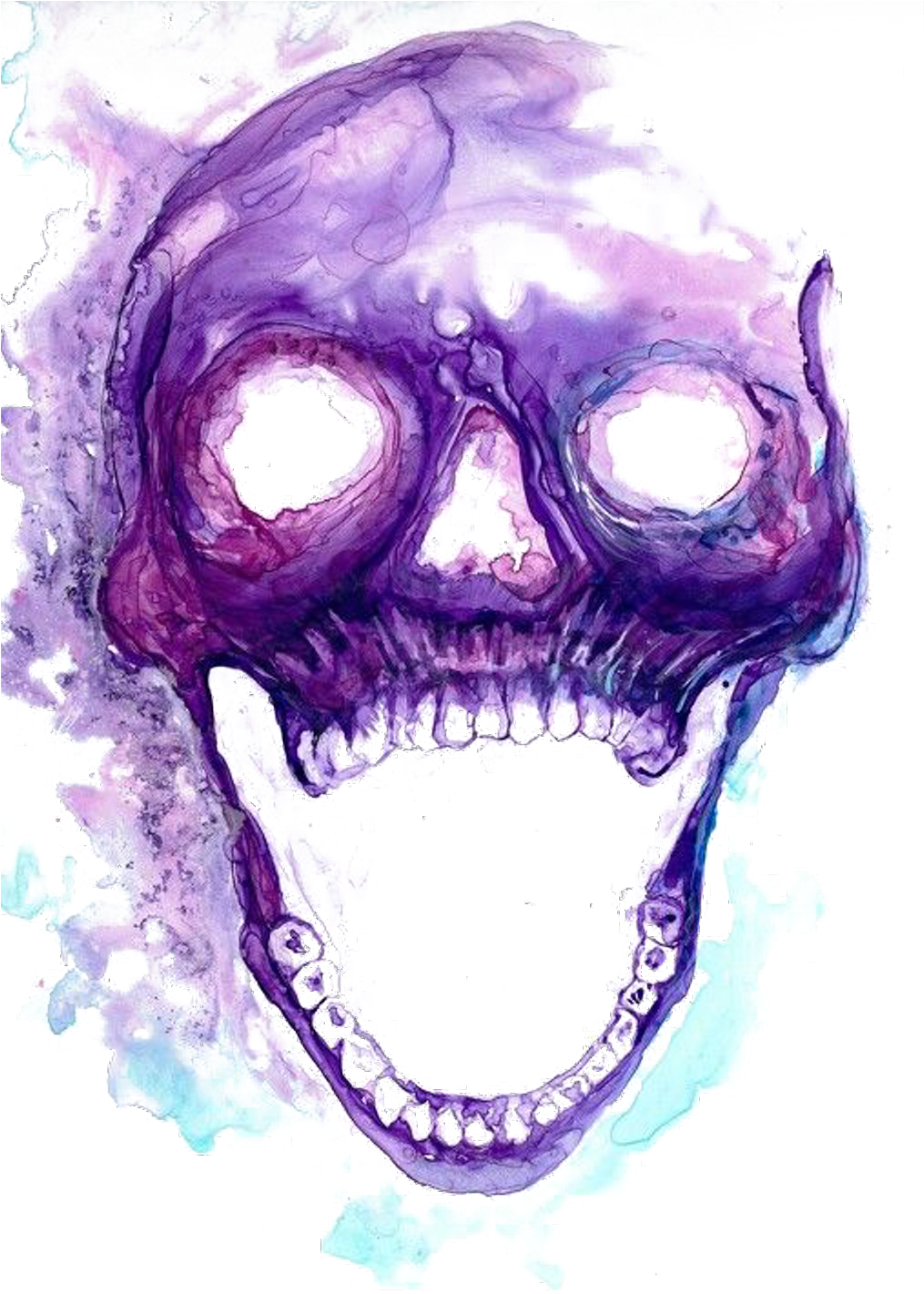 Smokey Sticker - Purple Smoke Skull Art (1024x1426), Png Download