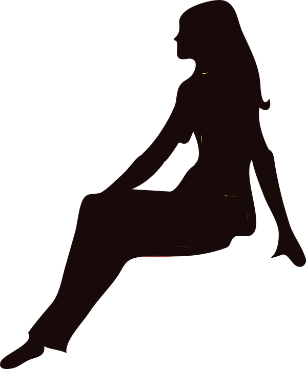 Woman Sitting Silhouette Png - Sitting People Png Silhouette (597x720), Png Download