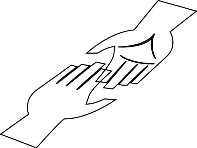 Line Art Hands Clipart Black And White (640x480), Png Download