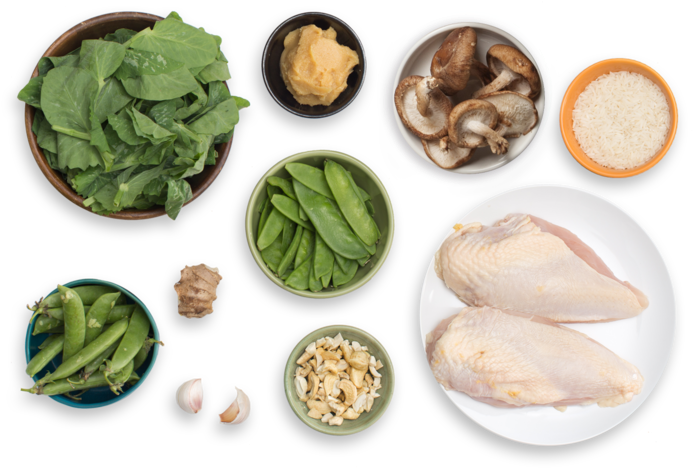 Miso Roasted Chicken With Spring Peas & Jasmine Rice - Superfood (700x477), Png Download