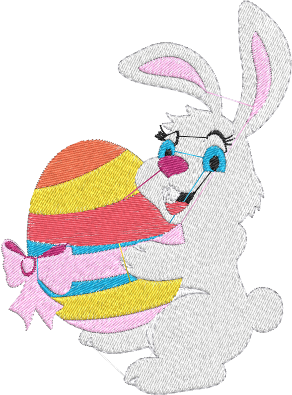 Easter Bunny Hare Rabbit Embroidery - Coelho Da Pascoa (588x795), Png Download