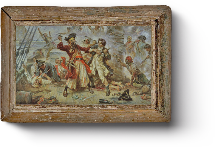 Blackbeard Painting Shadow - Edward Teach Blackbeard (721x491), Png Download