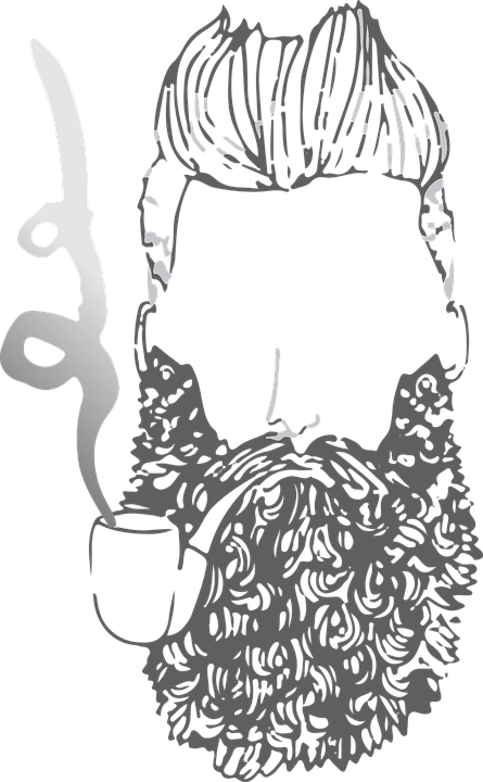 Beard, Pipe, Line-art - Beard In Drawing (445x720), Png Download