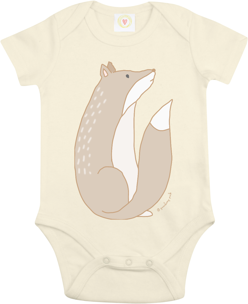 Gooseberry Pink Fox Baby Bodysuit On Ecru Organic Cotton - Tusk (1500x1500), Png Download