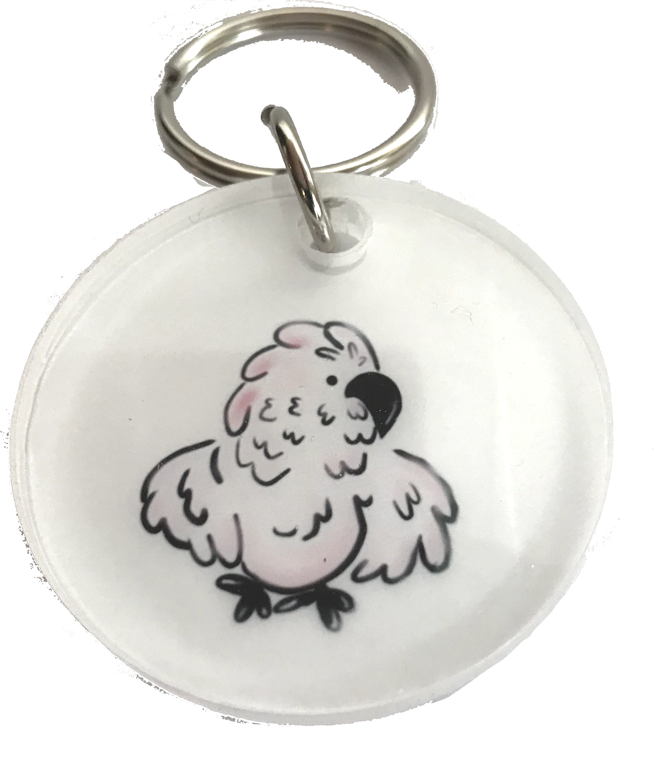 Home > New Items > Round Acrylic Parrot Key Chain Cockatoo - Keychain (2300x2583), Png Download
