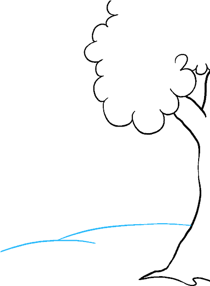 How To Draw Cartoon Forest - Line Art (678x600), Png Download