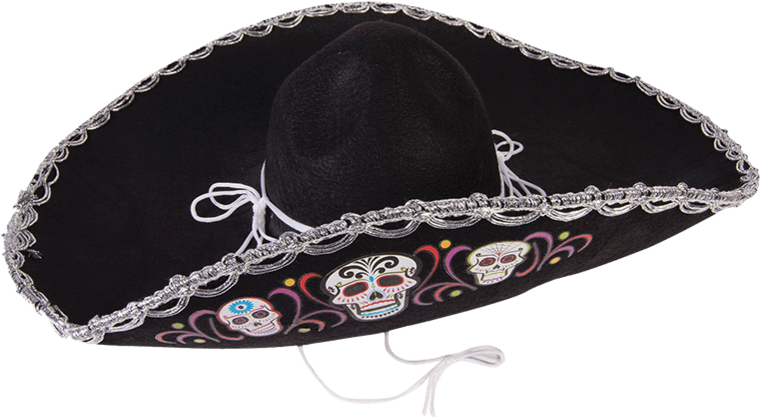 Day Of The Dead Deluxe Costume Sombrero (759x1203), Png Download