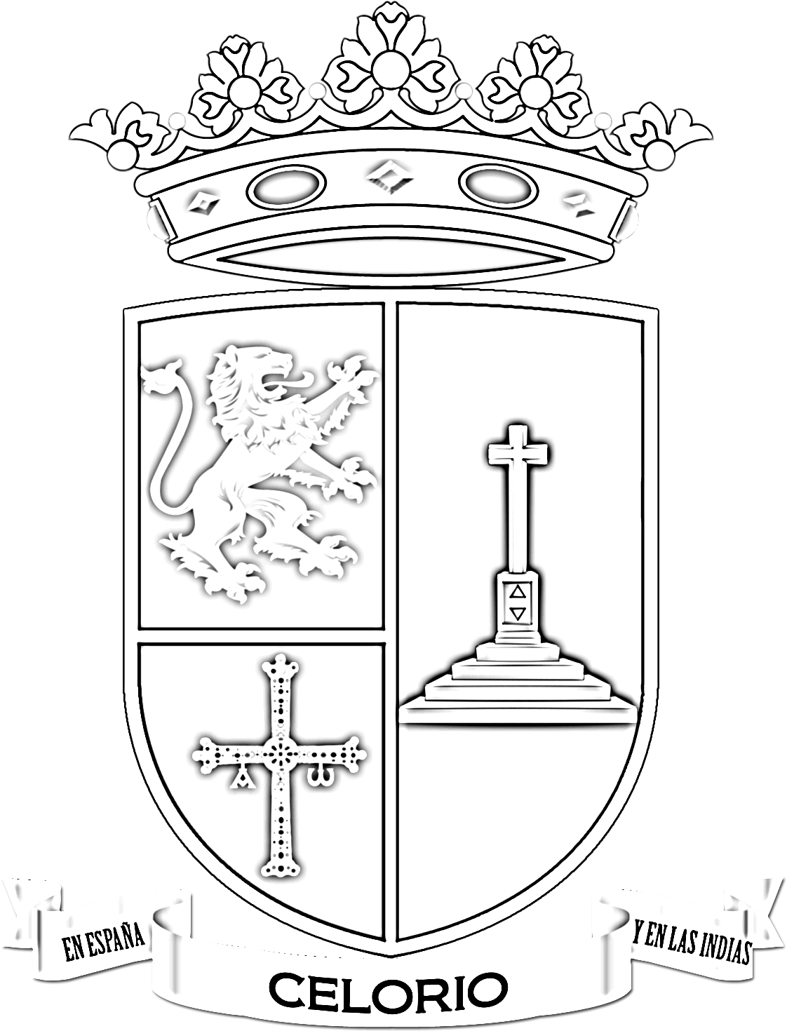 Versión En Blanco Y Negro Del Escudo De Celorio - Escudo En Blanco Y Negro Png (1240x1518), Png Download