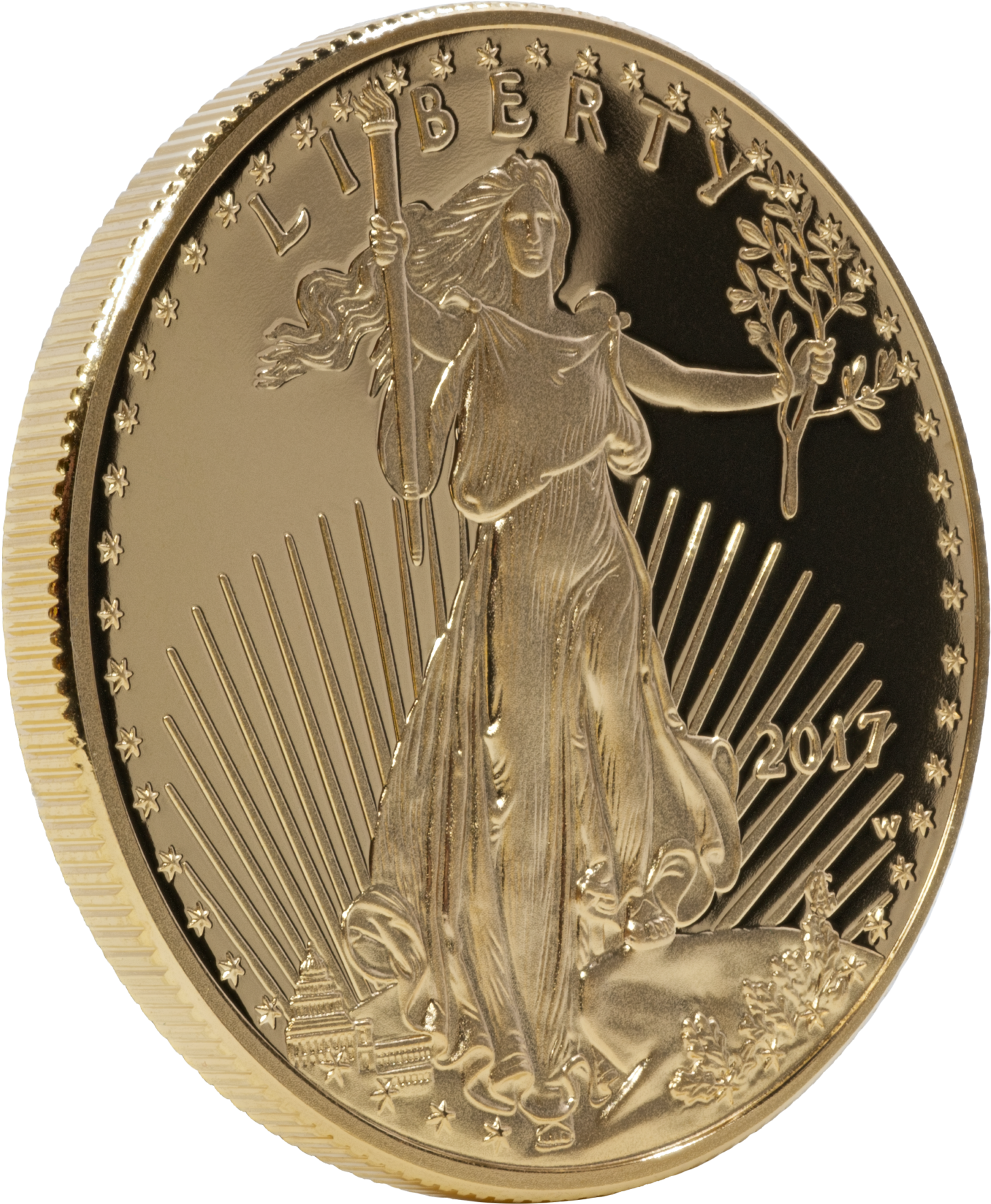 Gold American Eagle 1 Oz - Coin (2000x2000), Png Download