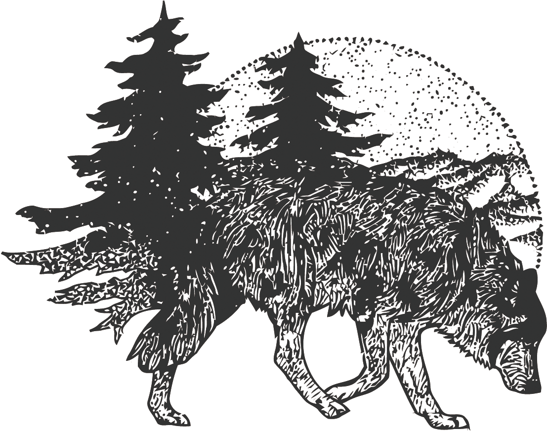 T-shirt Tattoo Vector Wolf Forest Free Frame Clipart - Lobo Com Floresta Desenho Tatuagem (1500x1095), Png Download