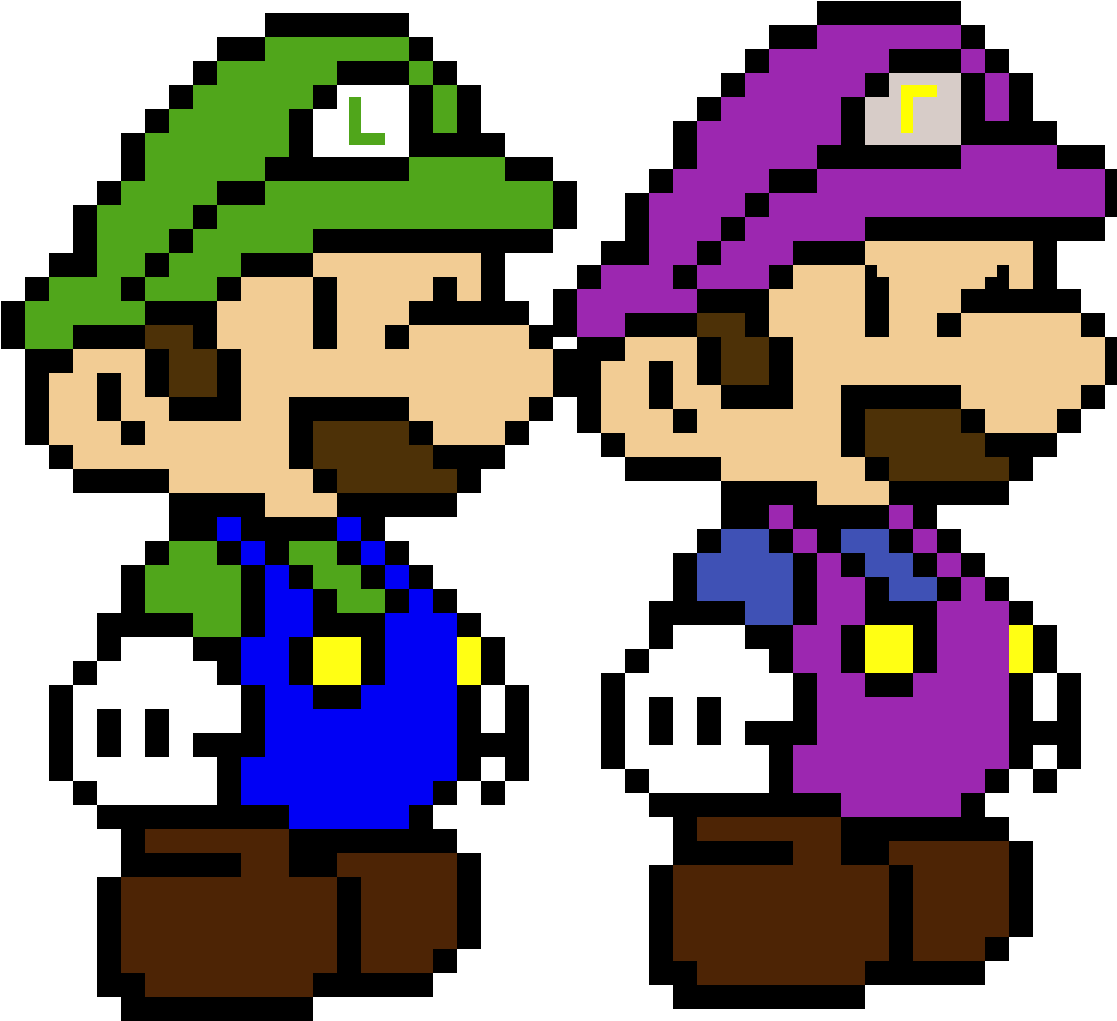 Luigi & Waluigi - Paper Mario Pixel Art (1200x1200), Png Download