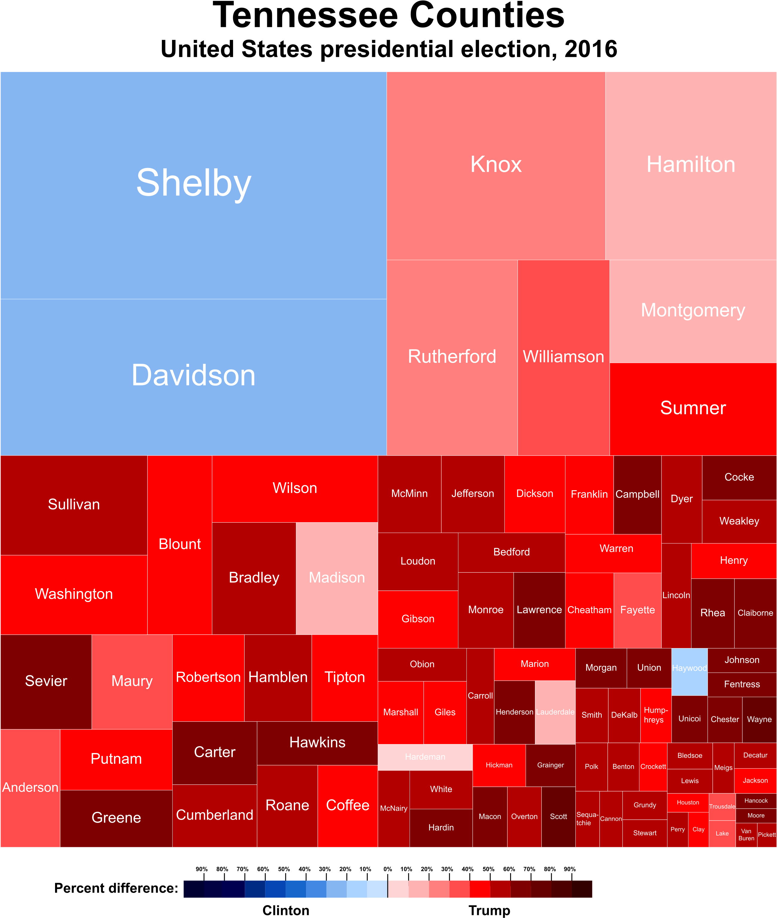 United States Presidential Election In Tennessee, - Tennessee 2016 Election Results By County (2904x3201), Png Download