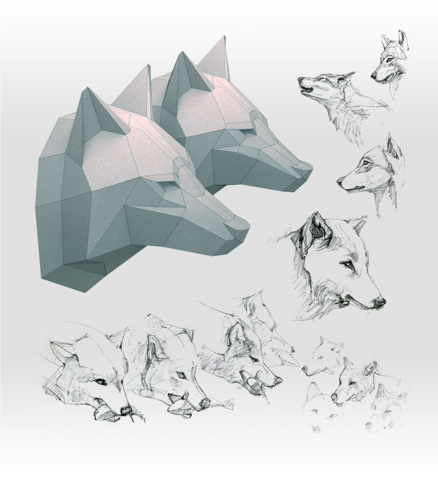 Paper Wolf Head Template (1440x1653), Png Download
