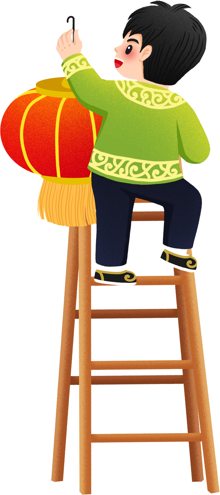 Ladder Hanging Lantern Character New Year Png And Psd - Design (2000x2000), Png Download