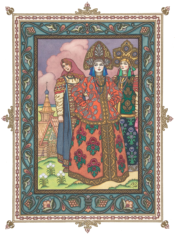 Boris Zvorykin Vasilisa With Her Stepsisters Redcapetales - Vasilisa The Beautiful (742x1000), Png Download