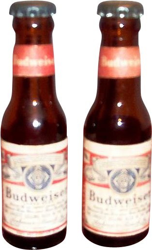 Budweiser Glass Bottle Salt & Pepper Set With Original - Glass Bottle (556x556), Png Download