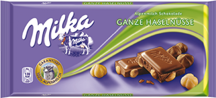 Milka Whole Hazelnuts Chocolate Bar 100g - Milka Chocolate Whole Hazelnuts (700x700), Png Download